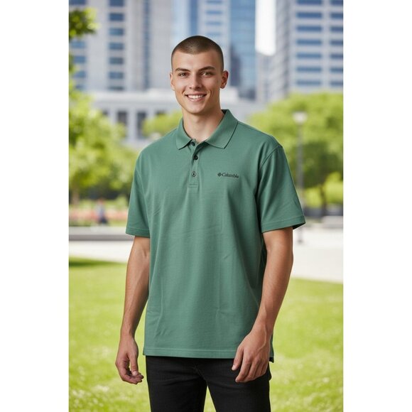 Columbia Mens Polo Shirt Green Short Sleeve Size XL - Picture 1 of 11